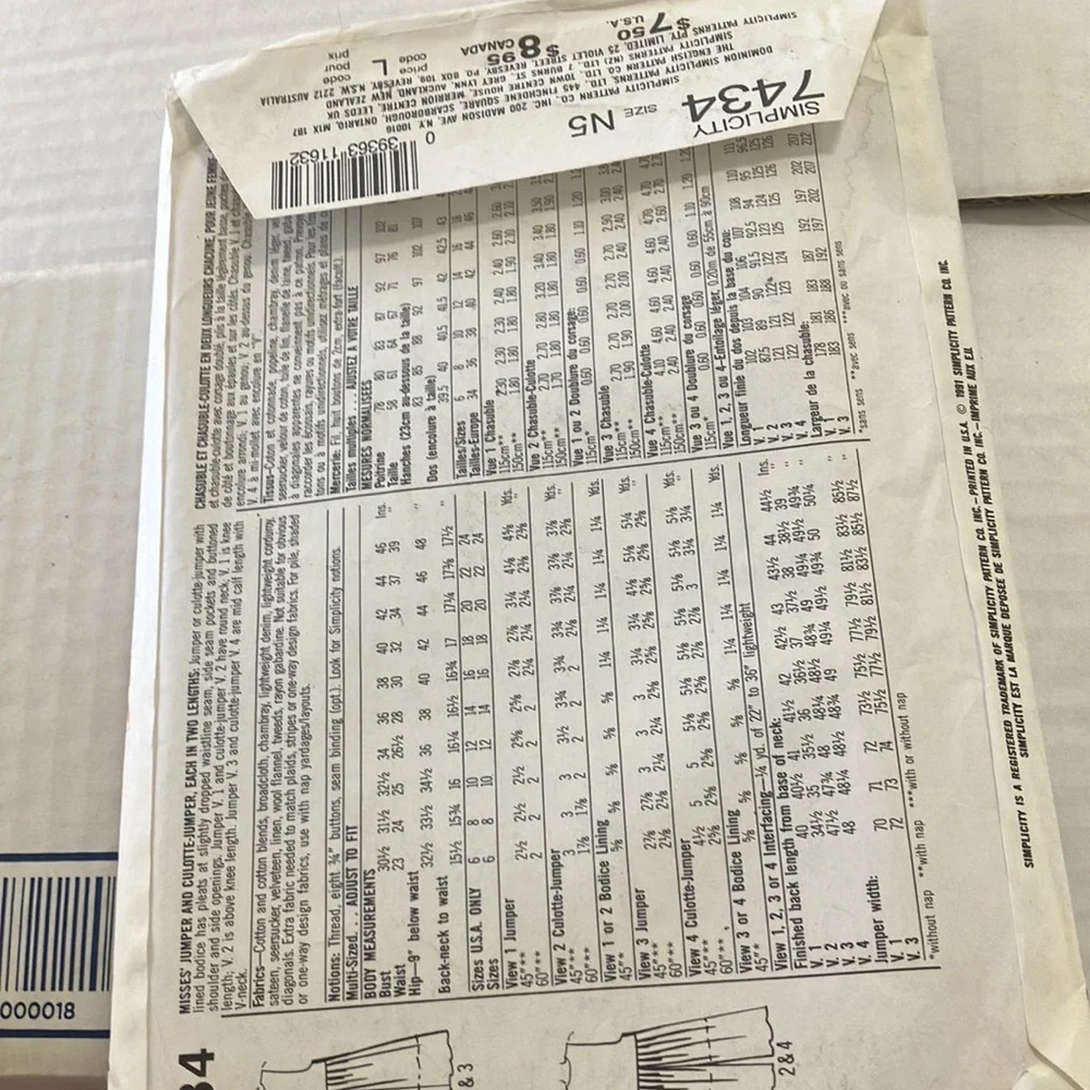FINAL MARKDOWN Simplicity 7434 pattern